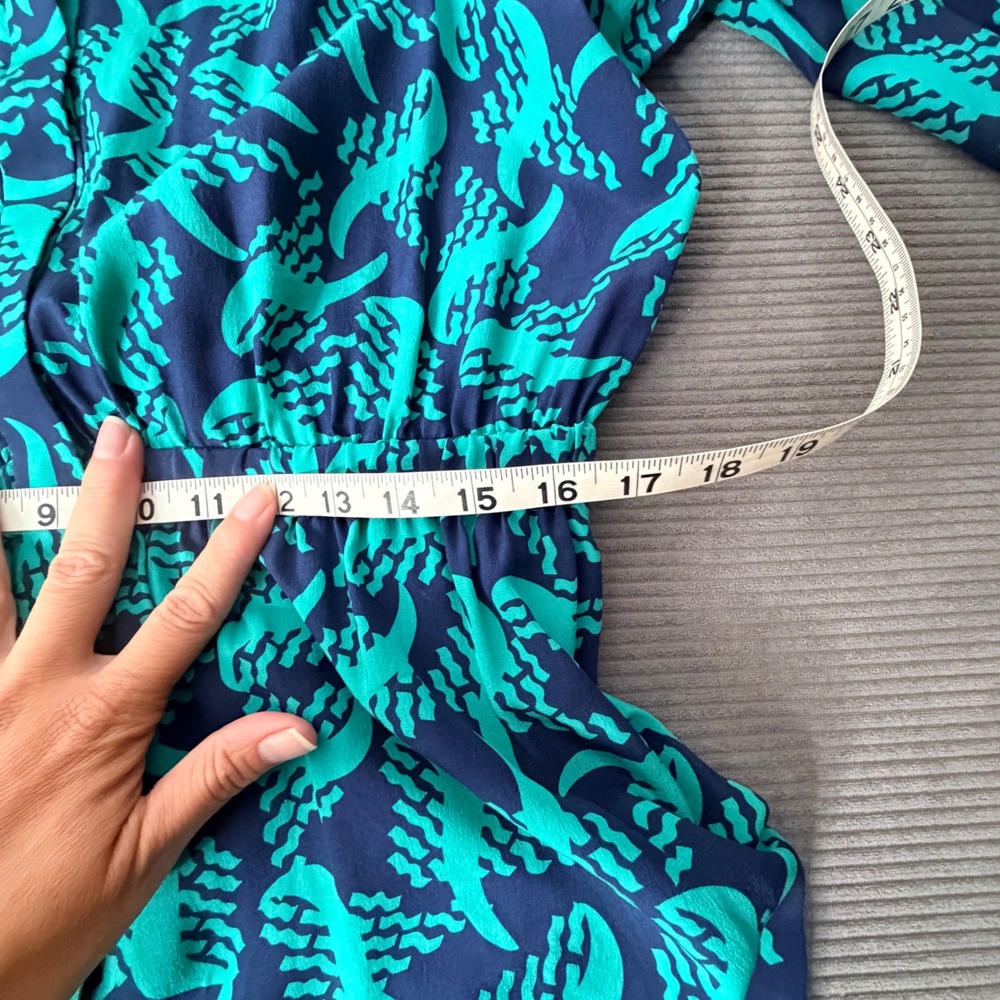 Diane von Furstenberg Deandra Dress Women 10 Teal Blue 100% Silk DVF - Picture 14 of 16